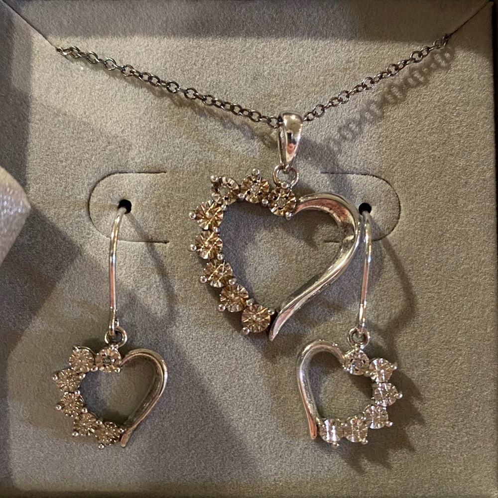 Zales - Heart Necklace and Earring Set